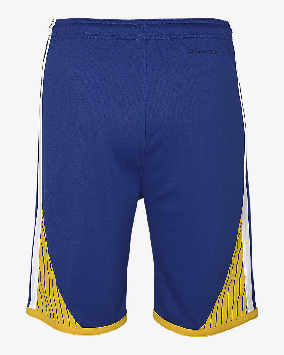 Shorts Nike Dri FIT Swingman de la NBA para ninos talla grande Golden State Warriors Icon Edition. Nike